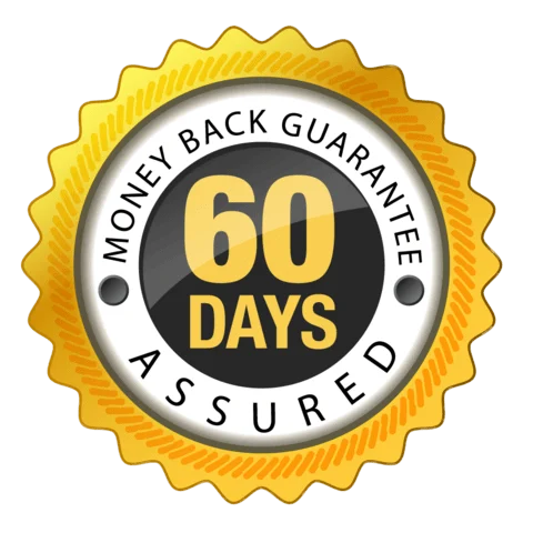 60-day 100% money back guarantee badge