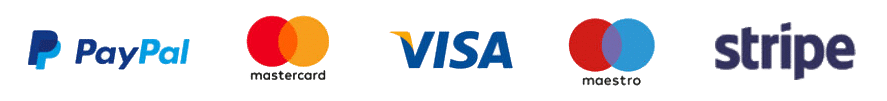 Accepted payment methods: Visa, Mastercard, PayPal, American Express